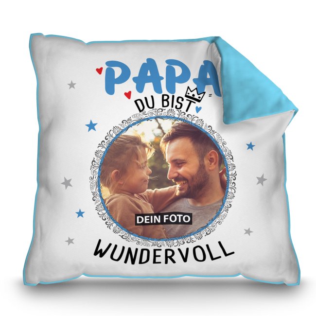 Kissen f&uuml;r Papa - Du bist wundervoll - mit Foto personalisierbar