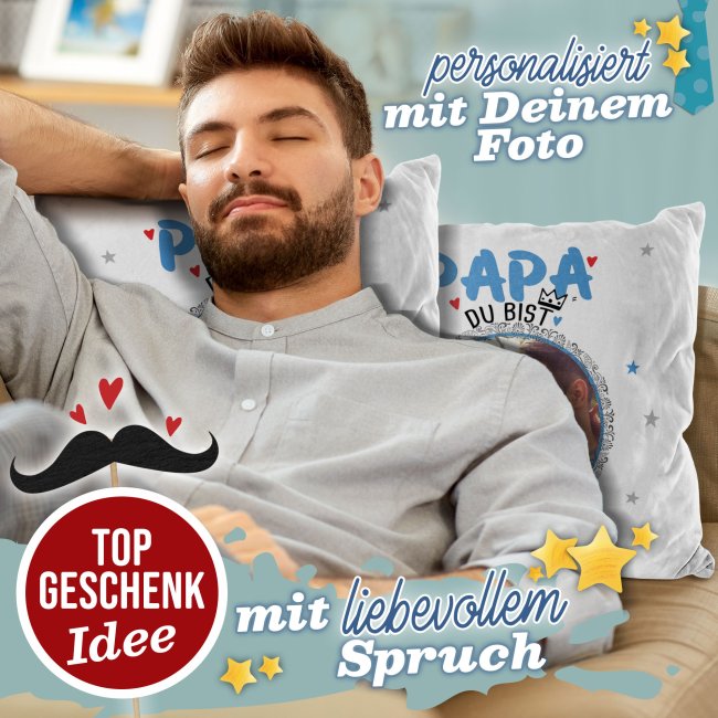 Kissen f&uuml;r Papa - Du bist wundervoll - mit Foto personalisierbar