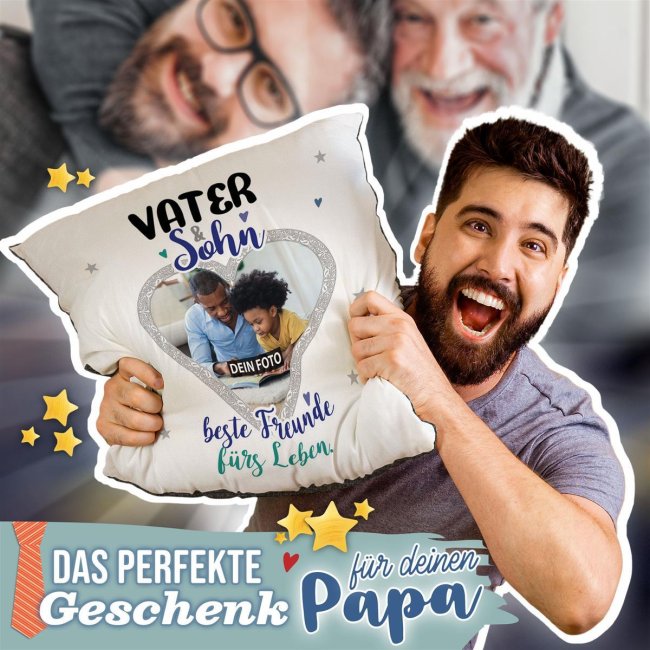 Kissen f&uuml;r Papa - Vater und Sohn - mit Foto personalisierbar