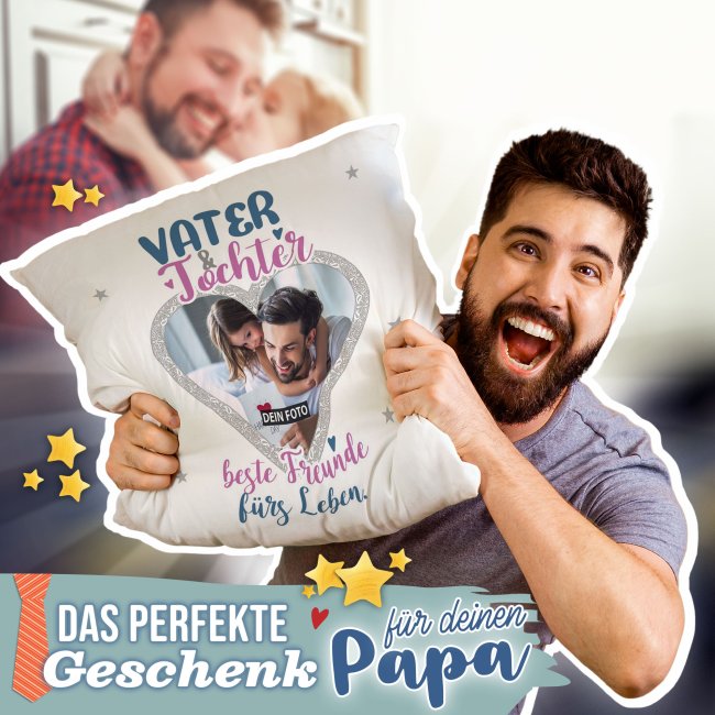 Kissen f&uuml;r Papa - Vater und Tochter - mit Foto personalisierbar