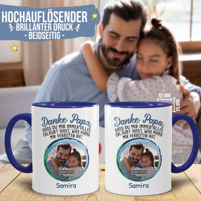 Tasse - Danke Papa - mit Name &amp; Foto gestalten