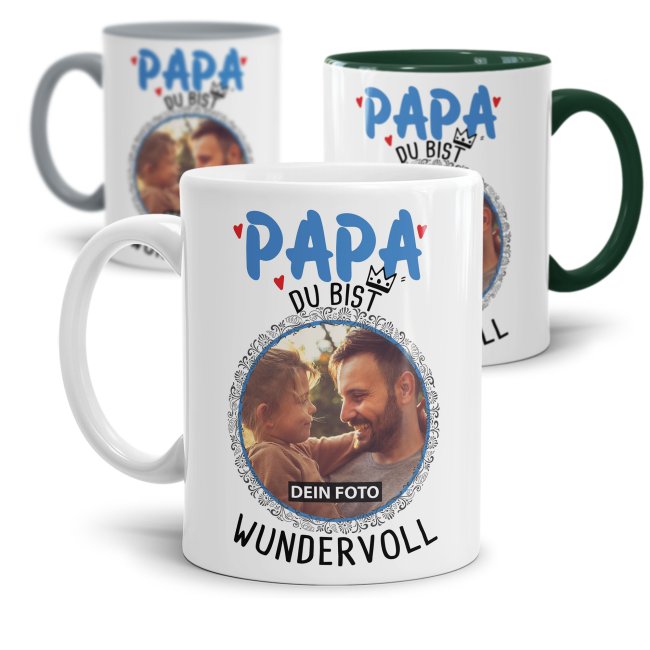 Tasse f&uuml;r Papa - Du bist wundervoll - mit Foto gestalten