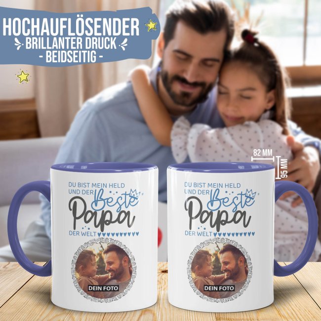 Tasse f&uuml;r Papa - Mein Held - mit Foto gestalten