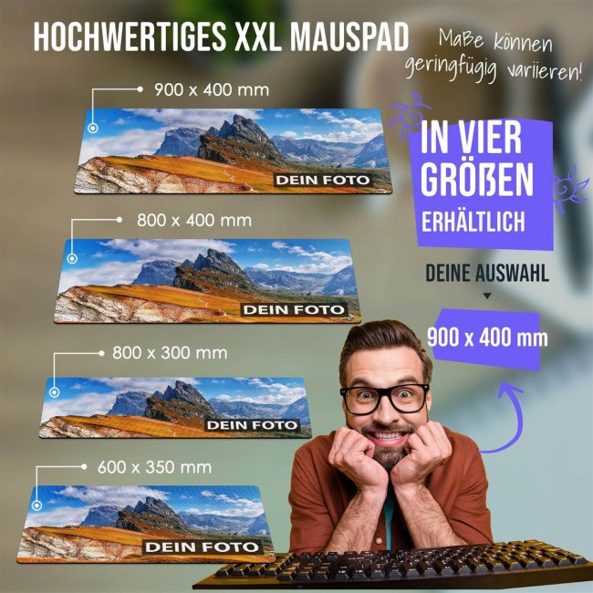 XXL Mousepad selbst gestalten - 900 x 400 mm