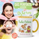 Tasse mit Osterhase und K&uuml;ken- mit Wunschtext...