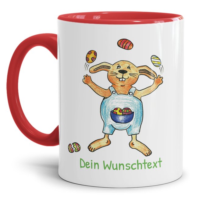 Tasse mit Osterhase - Eier-Jongleur - mit Wunschtext personalisierbar