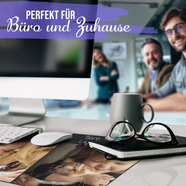 XXL Mousepad mit Fotocollage f&uuml;r 5 Fotos selbst gestalten - inkl. Wunschtext - 600 x 350 mm