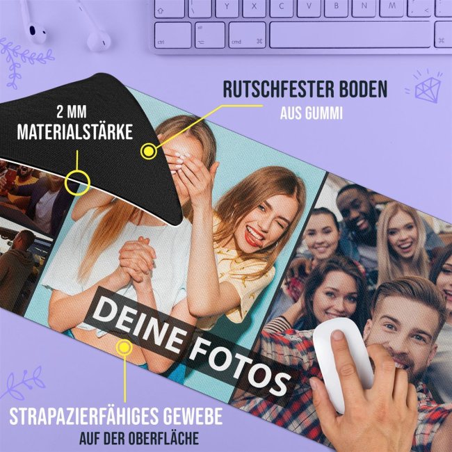 XXL Mousepad mit Fotocollage selbst gestalten - in vier Gr&ouml;&szlig;en und zwei Designs