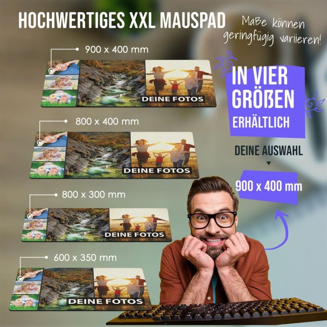 XXL Mousepad mit Fotocollage selbst gestalten - in vier Gr&ouml;&szlig;en und zwei Designs