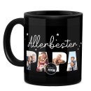 Hochgl&auml;nzende, schwarze Tasse - Allerbester Papa -...