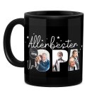 Hochgl&auml;nzende, schwarze Tasse - Allerbester Uropa -...