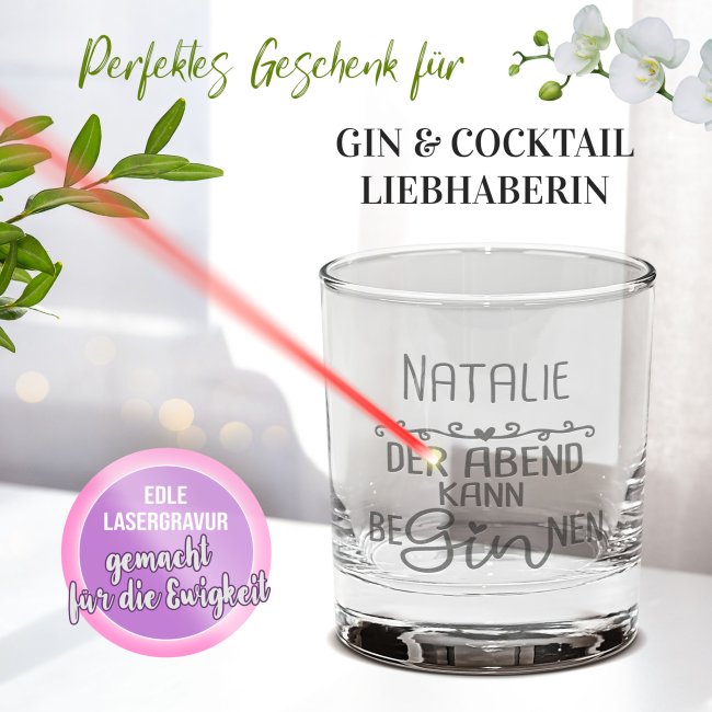 Gin-Glas - Der Abend kann beGINnen - mit Name personalisierbar