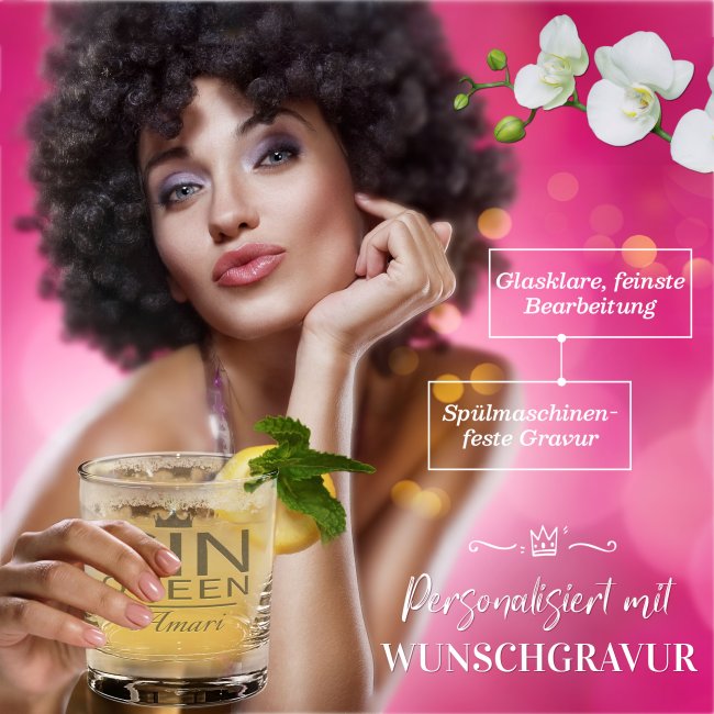 Gin-Glas - Gin Queen - mit Name personalisierbar