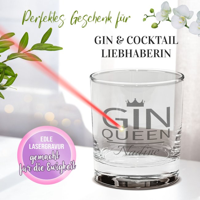 Gin-Glas - Gin Queen - mit Name personalisierbar