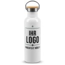 Trinkflasche mit Bambusdeckel und B&uuml;gel - mit Logo...