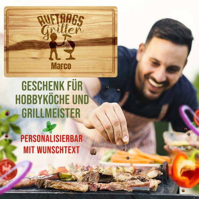 Gro&szlig;es Schneidebrett mit Gravur - AuftragsGriller - mit Name personalisierbar