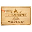 Gro&szlig;es Schneidebrett mit Gravur - Grillmeister est....