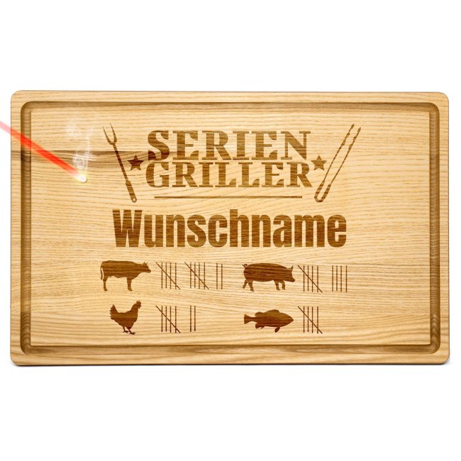 Gro&szlig;es Schneidebrett mit Gravur - Seriengriller - mit Name personalisierbar