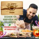 Gro&szlig;es Schneidebrett mit Gravur - Grillmeister Rind...