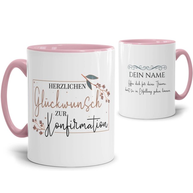 Tasse zur Konfirmation - &Ouml;ffne dich f&uuml;r Tr&auml;ume - mit Name personalisierbar