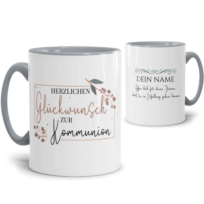 Tasse zur Kommunion - &Ouml;ffne dich f&uuml;r Tr&auml;ume - mit Name personalisierbar