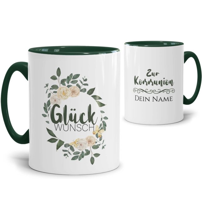 Tasse zur Kommunion - Rosenkranz - Gl&uuml;ckwunsch - mit Name personalisierbar