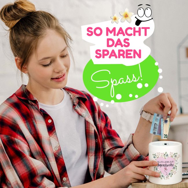 Spardose zur Jugendweihe - mit Foto personalisierbar