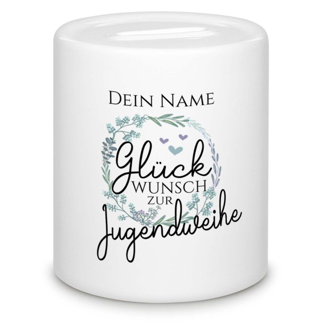 Spardose - Gl&uuml;ckwunsch zur Jugendweihe - mit Name personalisierbar