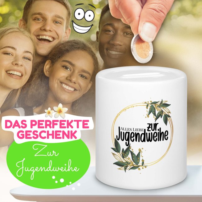 Spardose zur Jugendweihe - Alles Liebe - mit Name personalisierbar