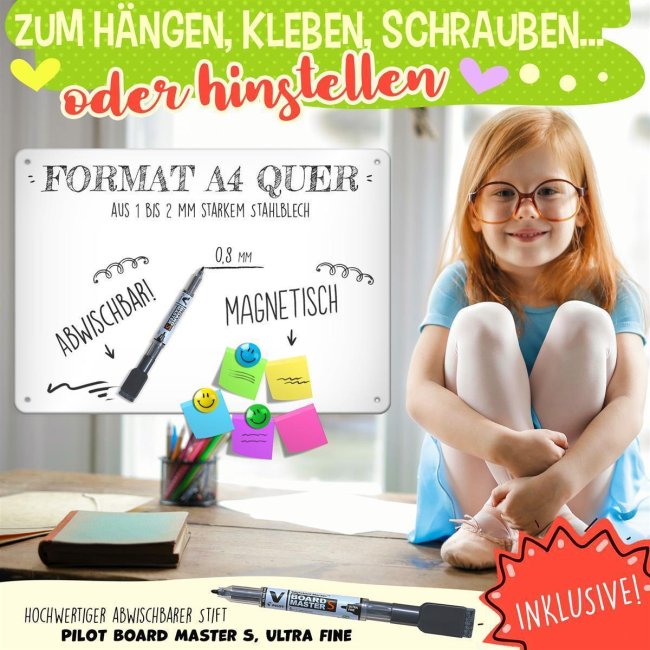 Abwischbarer Stundenplan - Metallschild magnetisch inkl. Stift - Fee - mit Foto und Name personalisierbar