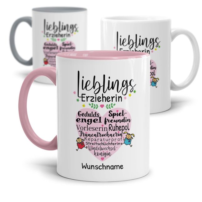 Personaliserte Tasse - Lieblingserzieherin - mit Name personalisierbar