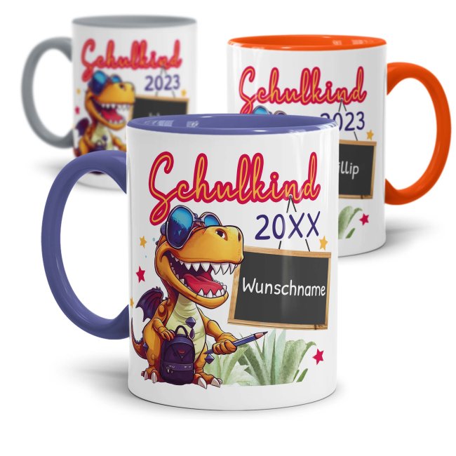 Tasse zur Einschulung - Dino - Schulkind - mit Jahr und Name