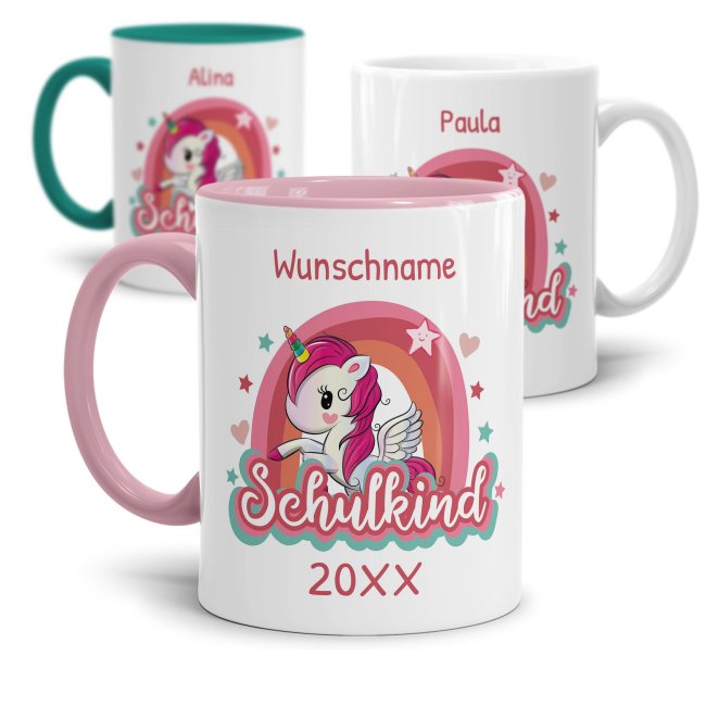 Tasse zur Einschulung - Einhorn - Schulkind - mit Jahr und Name personalisierbar