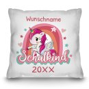 Kissen zur Einschulung - Schulkind Einhorn - mit Name und...