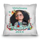 Fotokissen zur Einschulung - Schulkind blauer Rahmen -...