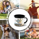 Schwarze Emaille-Tasse selbst gestalten