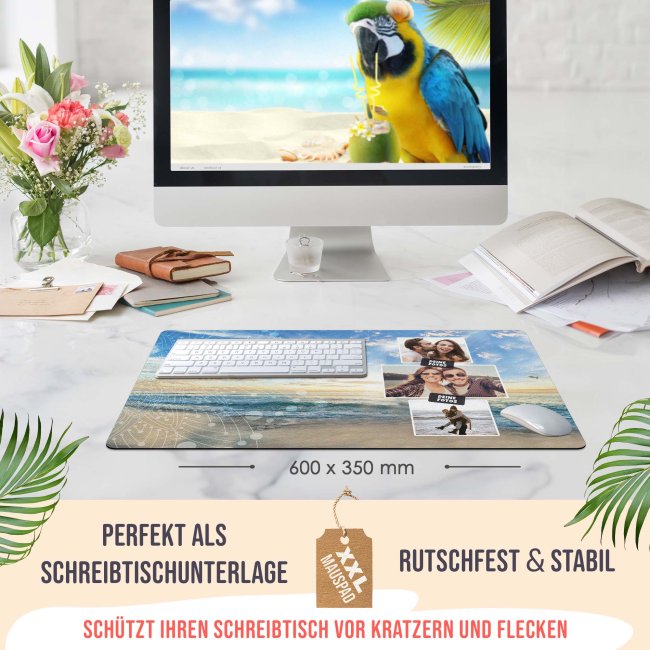 XXL Mousepad selbst gestalten mit Fotocollage Urlaub - 4 verschiedene Hintergr&uuml;nde in 2 Gr&ouml;&szlig;en