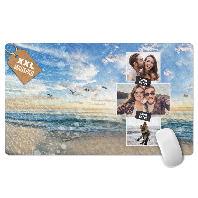 XXL Mousepad selbst gestalten mit Fotocollage Urlaub - 4 verschiedene Hintergr&uuml;nde in 2 Gr&ouml;&szlig;en