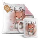 Geschenk-Set zur Einschulung - Flauschkissen rosa &amp;...