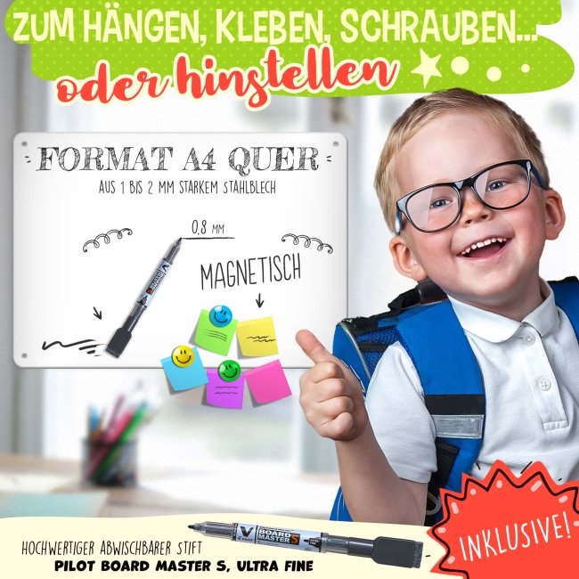 Abwischbarer Stundenplan - Schulkind - Eichh&ouml;rnchen - mit Name personalisierbar - mit Pilot Whiteboardmarker