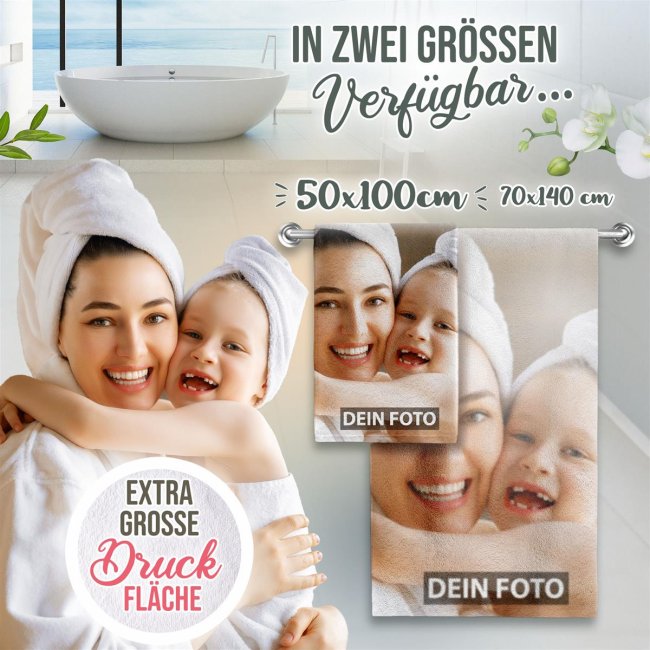 Handtuch mit Foto - 100 x 50 cm - Hochformat - zum selbst Gestalten