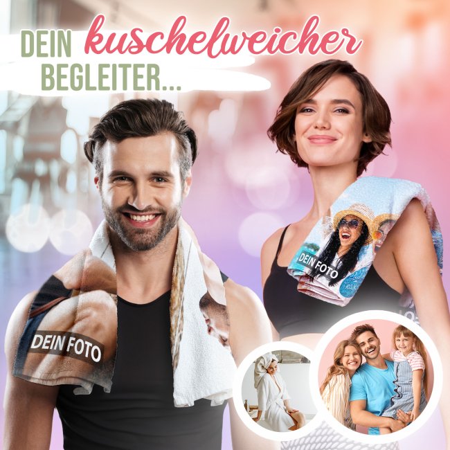 Handtuch mit Foto - 100 x 50 cm - Hochformat - zum selbst Gestalten