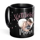 Schwarze Tasse mit Foto - Weltliebste Mama