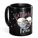 Schwarze Tasse mit Foto - Weltliebste Frau