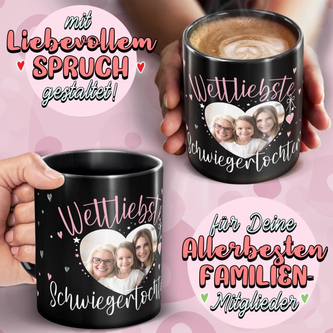 Schwarze Tasse mit Foto - Weltliebste Schwiegertochter