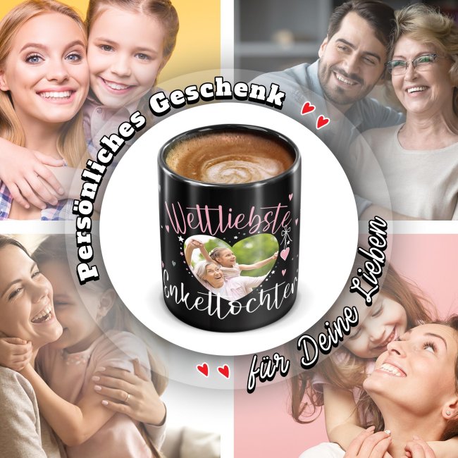 Schwarze Tasse mit Foto - Weltliebste Enkeltochter