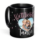 Schwarze Tasse mit Foto - Weltliebste Tante