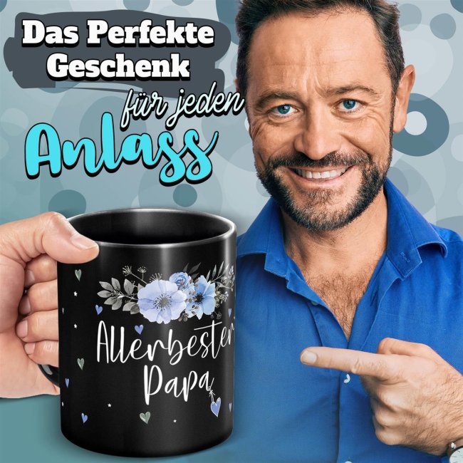 Schwarze Tasse f&uuml;r den allerbesten Papa