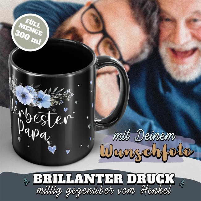 Schwarze Tasse f&uuml;r den allerbesten Papa