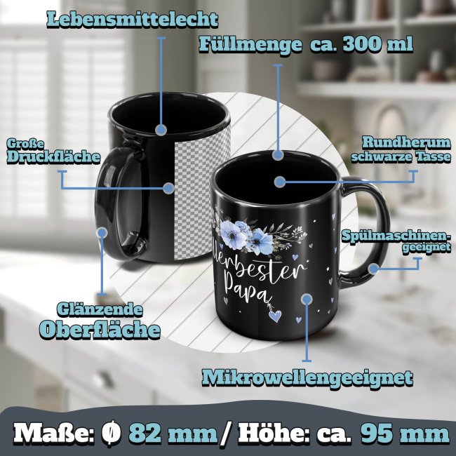 Schwarze Tasse f&uuml;r den allerbesten Papa